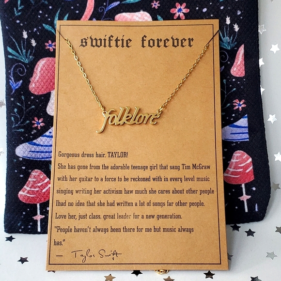 FOLKLORE Taylor Swift Fan merch stainless steel Necklace GIFT SET w bag - Picture 1 of 5